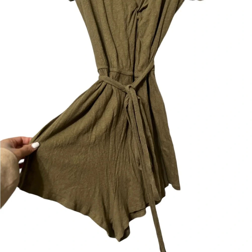 FREE PEOPLE Green Knit Wrap Belted Romper Playsuit